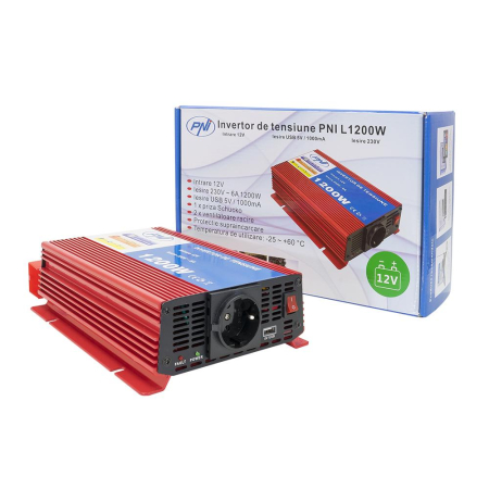 SISTEME AUDIO/VIDEO - INVERTOR DE TENSIUNE PNI L1200W ALIMENTARE 12V IESIRE 230V