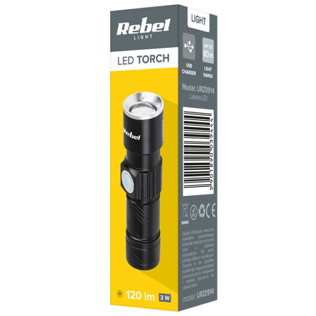 LANTERNA ALUMINIU LED 3W 3.7V 350MAH REBEL [3]