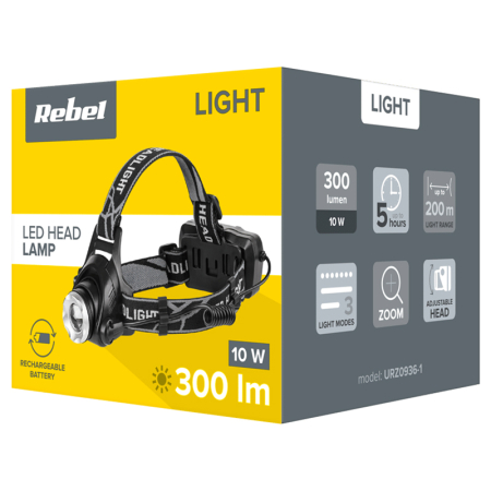 LANTERNA FRONTALA LED 10W 2X ACCU 300LM REBEL [5]