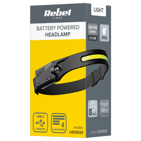 LANTERNA FRONTALA LED 3W + COB 5W IPX4 REBEL [4]