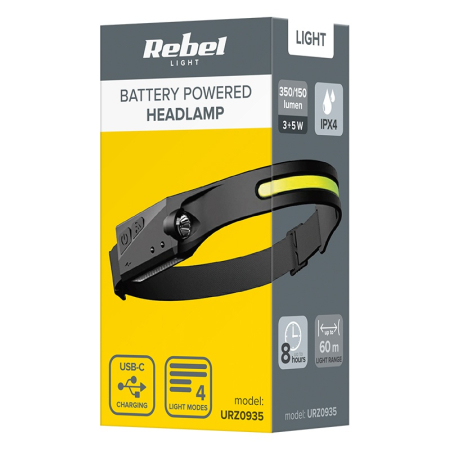 LANTERNA FRONTALA LED 3W + COB 5W IPX4 REBEL [4]