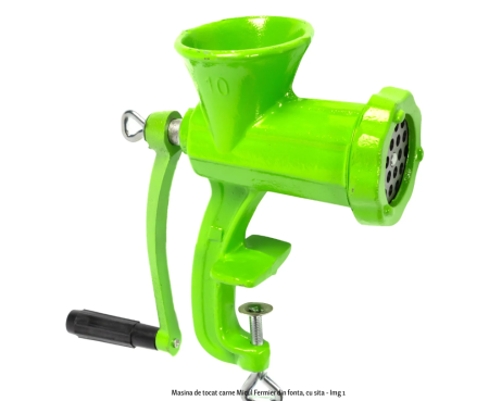 Ustensile de mână - Masina de tocat carne Micul Fermier din fonta, cu sita