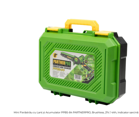 Mini Fierăstrău cu Lanț și Acumulator PPBS-84 PARTNERPRO, Brushless, 21V / 4Ah, Indicator sarcină [3]