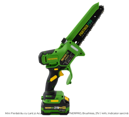 Mini Fierăstrău cu Lanț și Acumulator PPBS-84 PARTNERPRO, Brushless, 21V / 4Ah, Indicator sarcină [2]