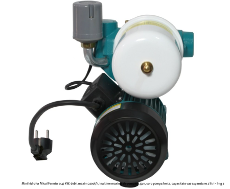 Mini hidrofor Micul Fermier 0.37 kW, debit maxim 2200l/h, inaltime maxima de pompare 33m, corp pompa fonta, capacitate vas expansiune 2 litri [1]