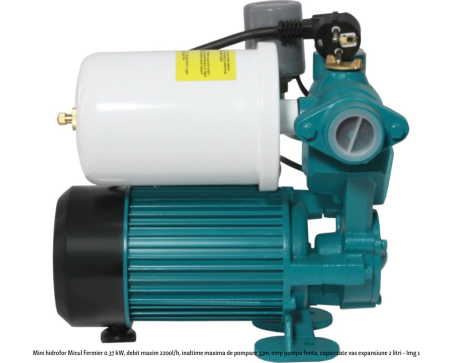 Hidrofoare - Mini hidrofor Micul Fermier 0.37 kW, debit maxim 2200l/h, inaltime maxima de pompare 33m, corp pompa fonta, capacitate vas expansiune 2 litri