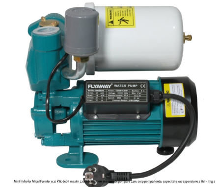 Mini hidrofor Micul Fermier 0.37 kW, debit maxim 2200l/h, inaltime maxima de pompare 33m, corp pompa fonta, capacitate vas expansiune 2 litri [2]
