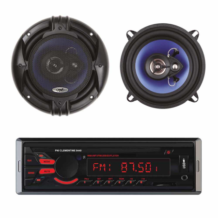 Accesorii auto - PACHET RADIO MP3 PLAYER AUTO PNI CLEMENTINE 8440, 4X45W USB SD AUX 12V + SET 2 DIFUZOARE AUTO COAXIALE PNI HIFI500, 100W, 12.7 CM