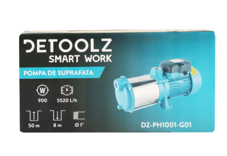 Pompa de suprafata Detoolz 0.9 kW, debit maxim 5520l/h, inaltime maxima de pompare 50m, corp pompa fonta [5]