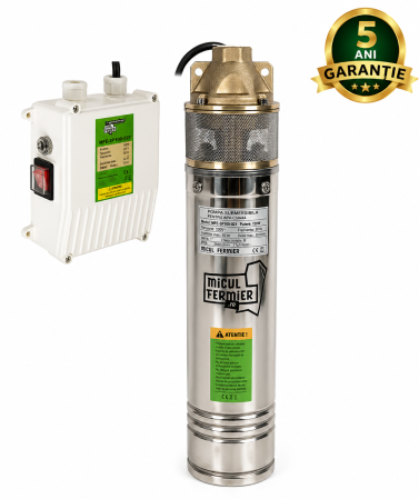 Pompe Apa și Motopompe - Pompa submersibila Micul Fermier, pentru apa curata, 1.3kW, debit 3000l/h, inaltime maxima pompare 60m, cu o turbina