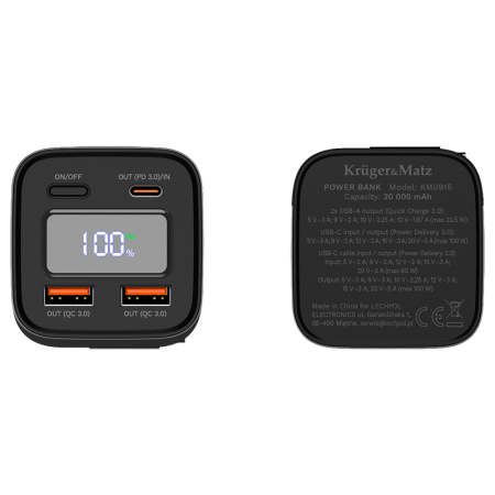 POWER BANK 20000 MAH LI-ION 100W QC PD KRUGER&MATZ [5]
