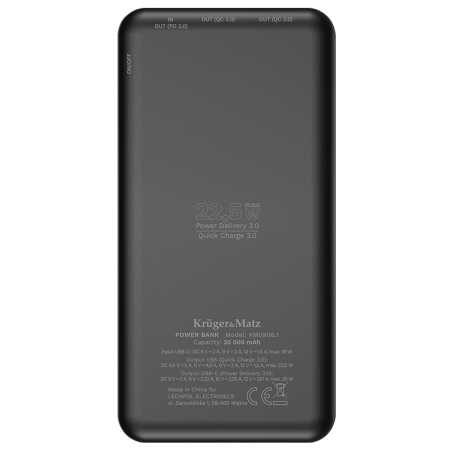 POWER BANK 20000MAH LI-POL QC 3.0 PD 3.0 KRUGER&MATZ [5]