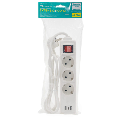 PRELUNGITOR 3 PRIZE CU INTRERUPATOR SI USB 1.5M [4]