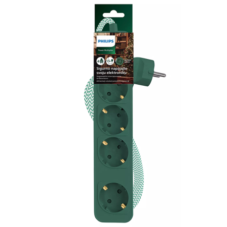 PRELUNGITOR CU INTRERUPATOR 4 CAI 1.5M VERDE PHILIPS [2]