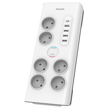 Prelungitoare - PRELUNGITOR SURGE PROTECTOR 6 PRIZE 2M 5 X USB PHILIPS