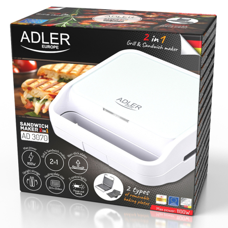 SANDWICH MAKER 2 IN 1 AD 3070 ALB ADLER [2]