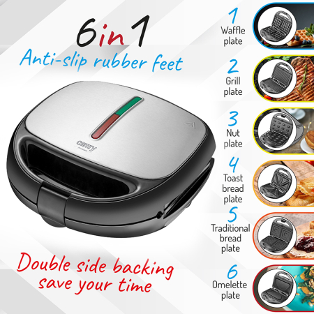 SANDWICH MAKER 6 IN 1 1200W CR 3057 CAMRY [12]