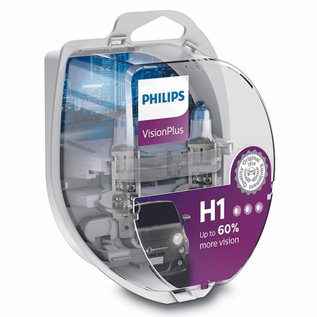 Surse de Iluminat - SET 2 BECURI AUTO H1 VISION PLUS PHILIPS