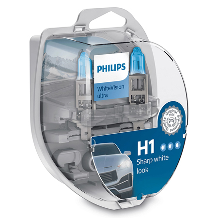 Surse de Iluminat - SET 2 BECURI AUTO H1 WHITEVISION ULTRA PHILIPS