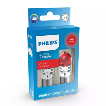 SET 2 BECURI AUXILIARE CU LED 12V P21/5W Ultinon Pro6000SI RED PHILIPS [1]