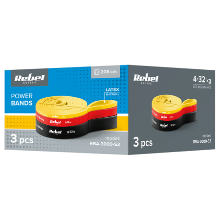 SET 3 BENZI ELASTICE LATEX POWER BAND 4-32KG REBELACTIV [6]
