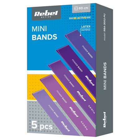 SET 5 BENZI ELASTICE LATEX MINI BAND 2-18KG REBEL ACTIV [5]