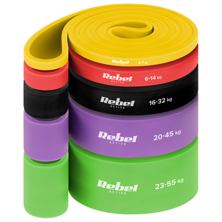 SET 5 BENZI ELASTICE TPE POWER BAND 4-55KG REBEL ACTIVE [1]