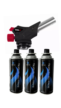 Seturi - SET ARZATOR CU GAZ CU APRINDERE PIEZO +3 BUTELII GAZ 227GR EURGAS BERVAS