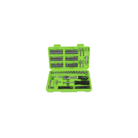 SCULE MECANICE - SET BITI SI TUBULARE 1/4` CU SURUBELNITA SI CLICHET 130 BUC JBM