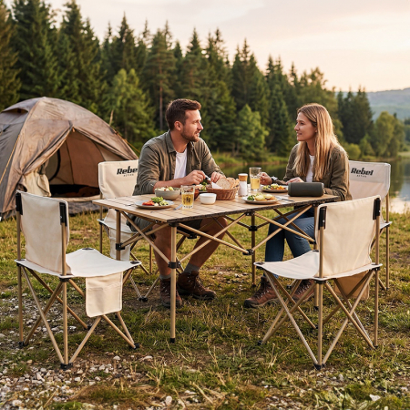 SET CAMPING MASA+4 SCAUNE METALICE PLIABIL REBEL ACTIVE [9]