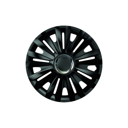JANTE SI CAPACE - SET CAPACE ROTI 15` NEGRE CU INEL CROMAT ROYAL
