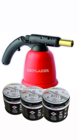 Seturi - SET LAMPA DE LIPIT OXYLASER CU APRINDERE PIEZOELECTRICA + 3 CARTUSE GAZ 190GR