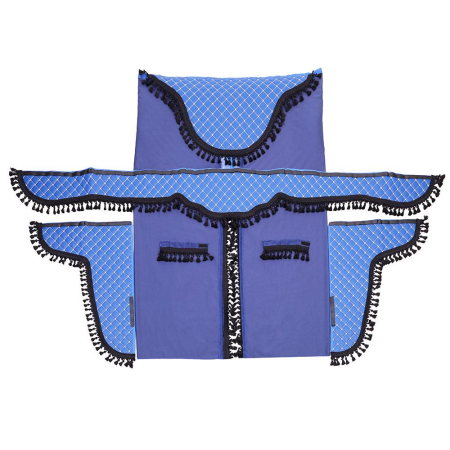 Accesorii auto - SET PERDELE CABINA CAMION. UNIVERSALE. VELUR. ALBASTRU-NEGRU