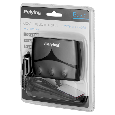 SPLITTER BRICHETA AUTO X3 CU USB SI CABLU PEIYING [2]