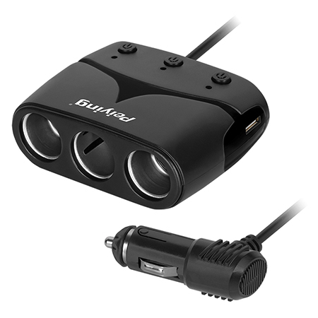 Alimentare - SPLITTER BRICHETA AUTO X3 CU USB SI CABLU PEIYING