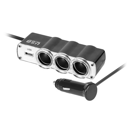 Alimentare - SPLITTER BRICHETA AUTO X3 CU USB SI CABLU PEIYING