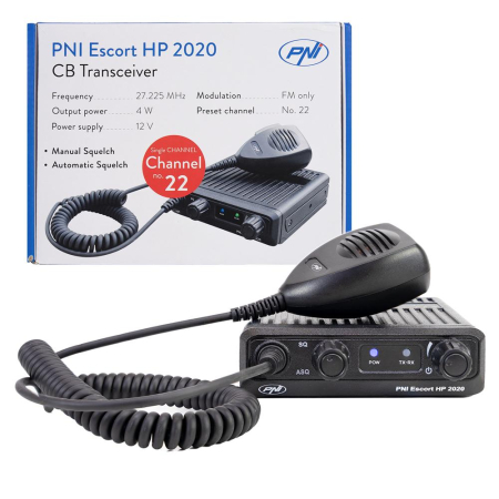 Accesorii auto - STATIE RADIO CB PNI ESCORT HP 2020, CU UN SINGUR CANAL, 4W, FM, 12V, FARA ZGOMOT