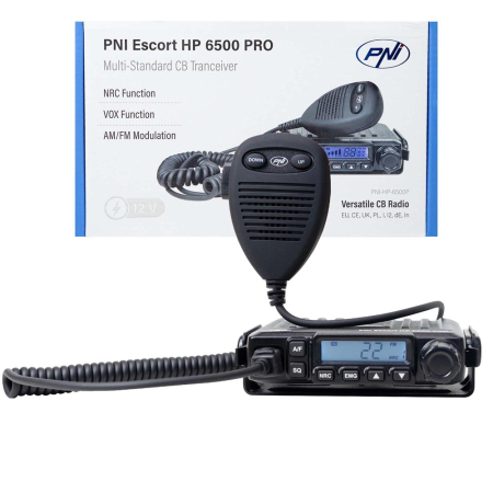 Accesorii auto - STATIE RADIO CB PNI ESCORT HP 6500 PRO, MULTI-STANDARD, VOX, NRC, 4W, AM-FM, 12V, SQ, ASQ, MUFA DE BRICHETA INCLUSA