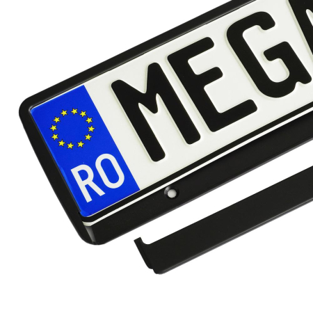 SUPORT NUMAR INMATRICULARE MEGA DRIVE METALIZAT NEGRU 1 BUC [1]