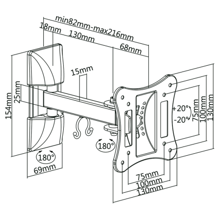 SUPORT TV DE PERETE 13-27 INCH CABLETECH [2]
