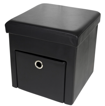 Piese Mobilier - TABURET PLIABIL CU SERTAR - 38X38X38CM / NEGRU