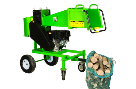 Tocătoare crengi/ Spărgătoare lemne - Tocator crengi Micul Fermier, motor benzina 18CP, diametru maxim de taiere Ø120mm, cu carlig de remorcare, pentru brichete