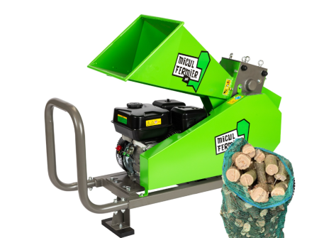 Tocătoare crengi/ Spărgătoare lemne - Tocator de crengi Micul Fermier, motor benzina 7 CP, 60 mm diametru maxim de taiere, pentru brichete