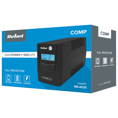 UPS OFFLINE NANOPOWER PLUS 1000 (1000VA/600W) REBEL [8]