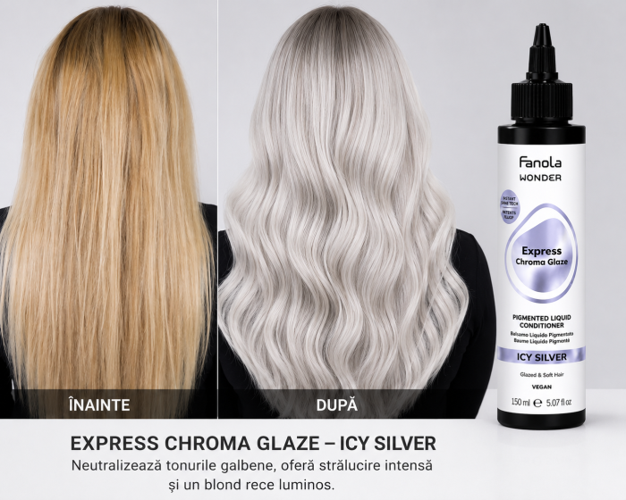 Balsam Nuanțator Blond Gheață Fanola Express Wonder Chroma Glaze Icy Silver 150ml – Neutralizare Tonuri Galbene [2]