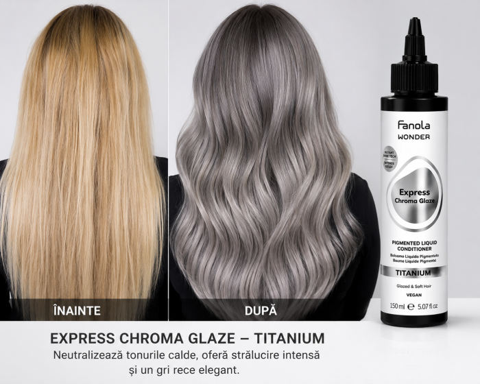 Balsam Nuanțator Gri Titan Fanola Express Wonder Chroma Glaze Titanium 150ml – Efect Gloss și Neutralizare Tonuri Galbene [2]