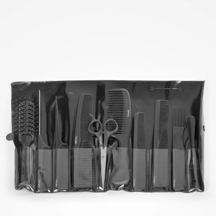 Kit Profesional Perfect Beauty Suki – 8 Piepteni Negri, Brici și Foarfecă [2]
