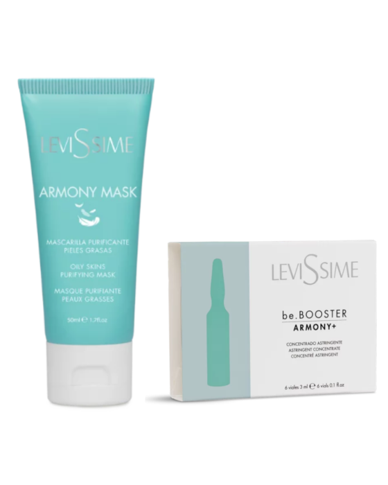 Mască purificatoare pentru ten gras, Armony Mask 50Ml + Concentrat astringent, be.Booster Armony+ 6x3ML [1]