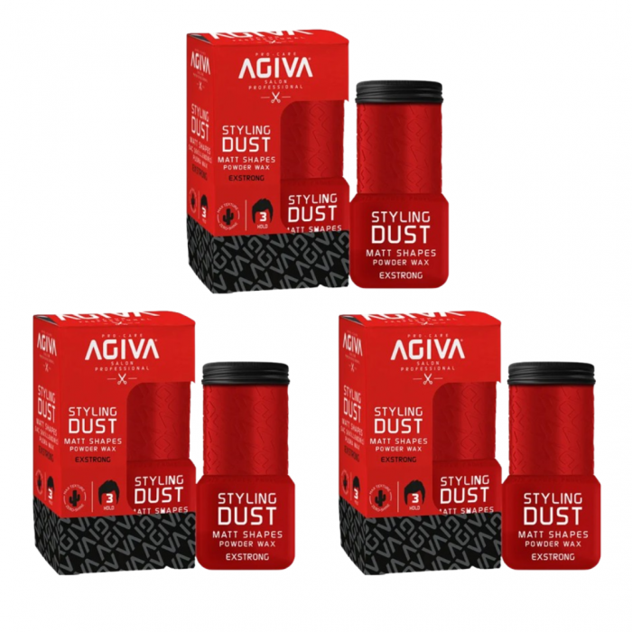 Pachet 3 buc Pudra de volum Agiva Hair Styling Powder Wax Red 03 20g [1]