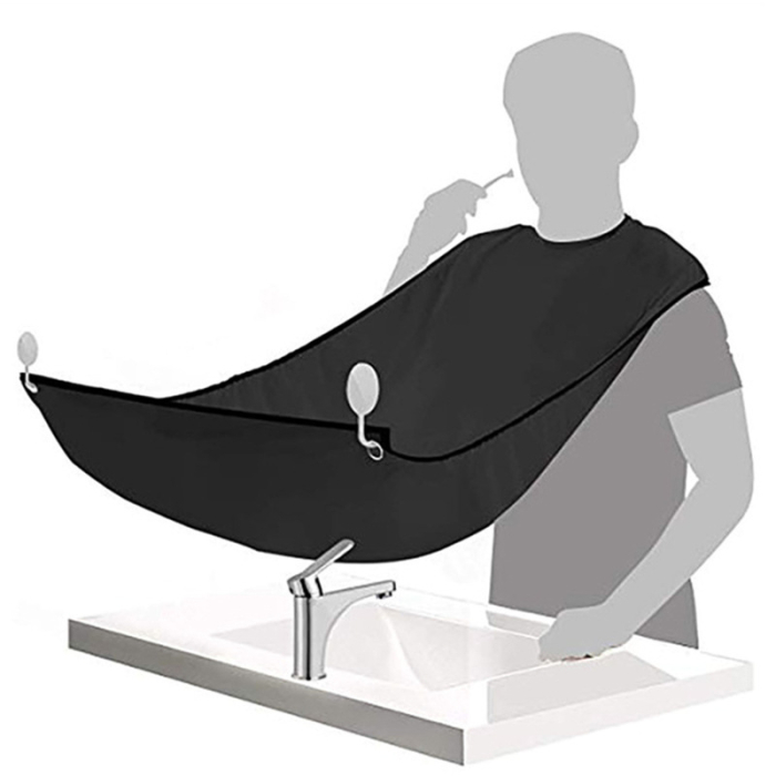 Pelerina pentru Tuns si Barbierit Barba Sela Neagra cu 2 Ventuze Impermeabila 110x74cm [2]